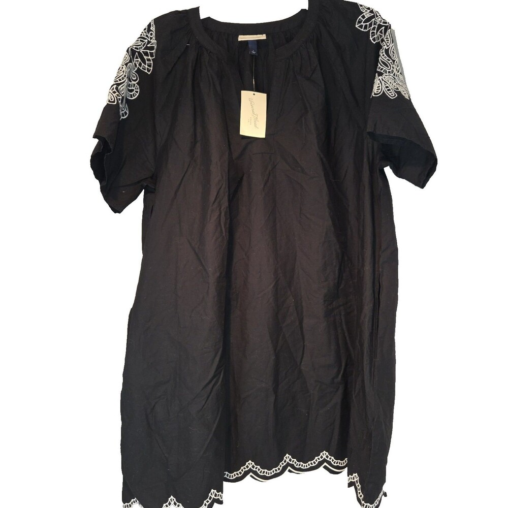 Univeral Threads Embroidered Black Tunic Dress Women's Size L New